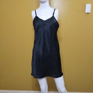 VTG Body Drama Black Silky Slip Mini Dress S Whimsigoth Y2K